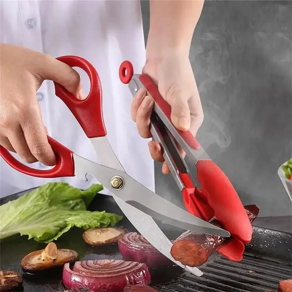 Korean Kitchen Gadgets - Stainless Steel Barbecue Scissors Clip Set