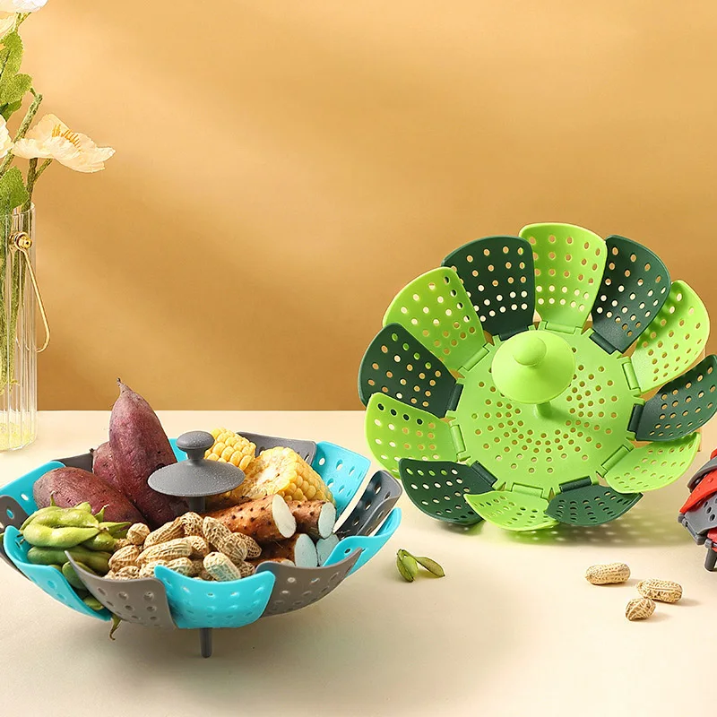 Silicone Steamer Basket - Folding Food Steamer Vegetable and Fruit