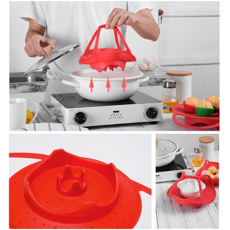 Steamer Basket with Silicone E - Silicone Steamer Basket ulasan dan harga