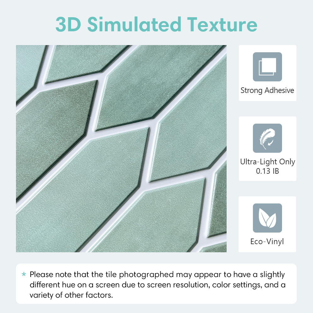 1/10pcs 3D Tile Sticker, Self- - Kitchen Gadgets Green ulasan dan harga