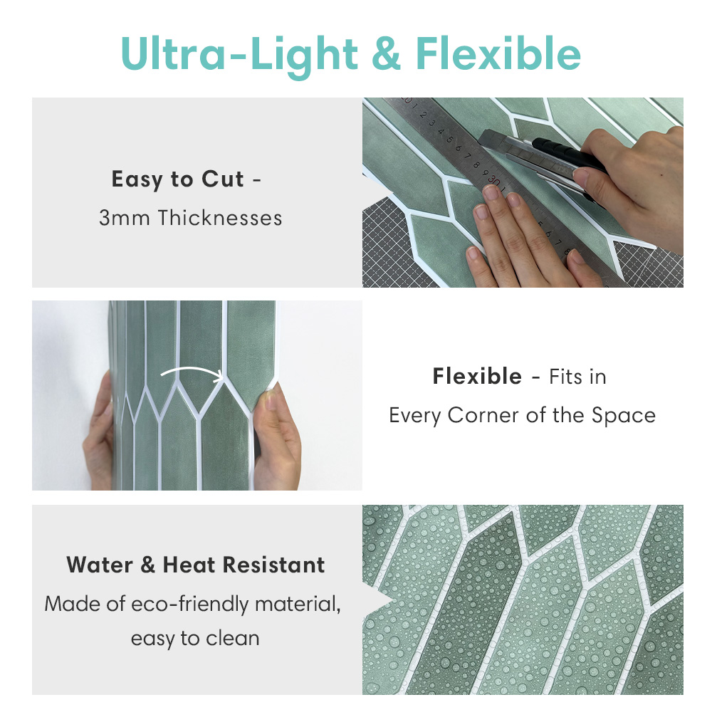 1/10pcs 3D Tile Sticker, Self- - Kitchen Gadgets Green ulasan dan harga