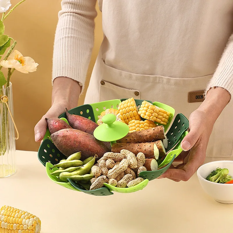 Folding Food Steamer Vegetable - Silicone Steamer Basket ulasan dan harga